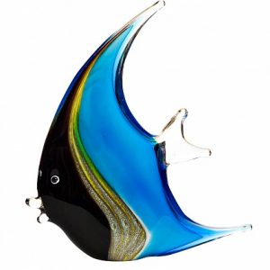 Статуэтка стеклянная "Рыба" сине-черная