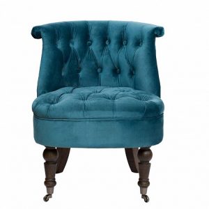 Кресло низкое сине-зеленое велюровое