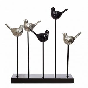 Статуэтка "5 птиц" черная с серебром