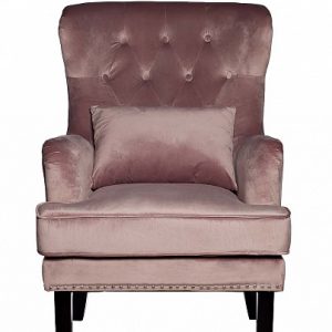 Кресло велюровое дымчато-розовое (с подушкой)