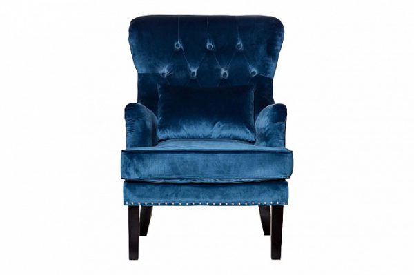 Кресло велюровое синее (с подушкой)
